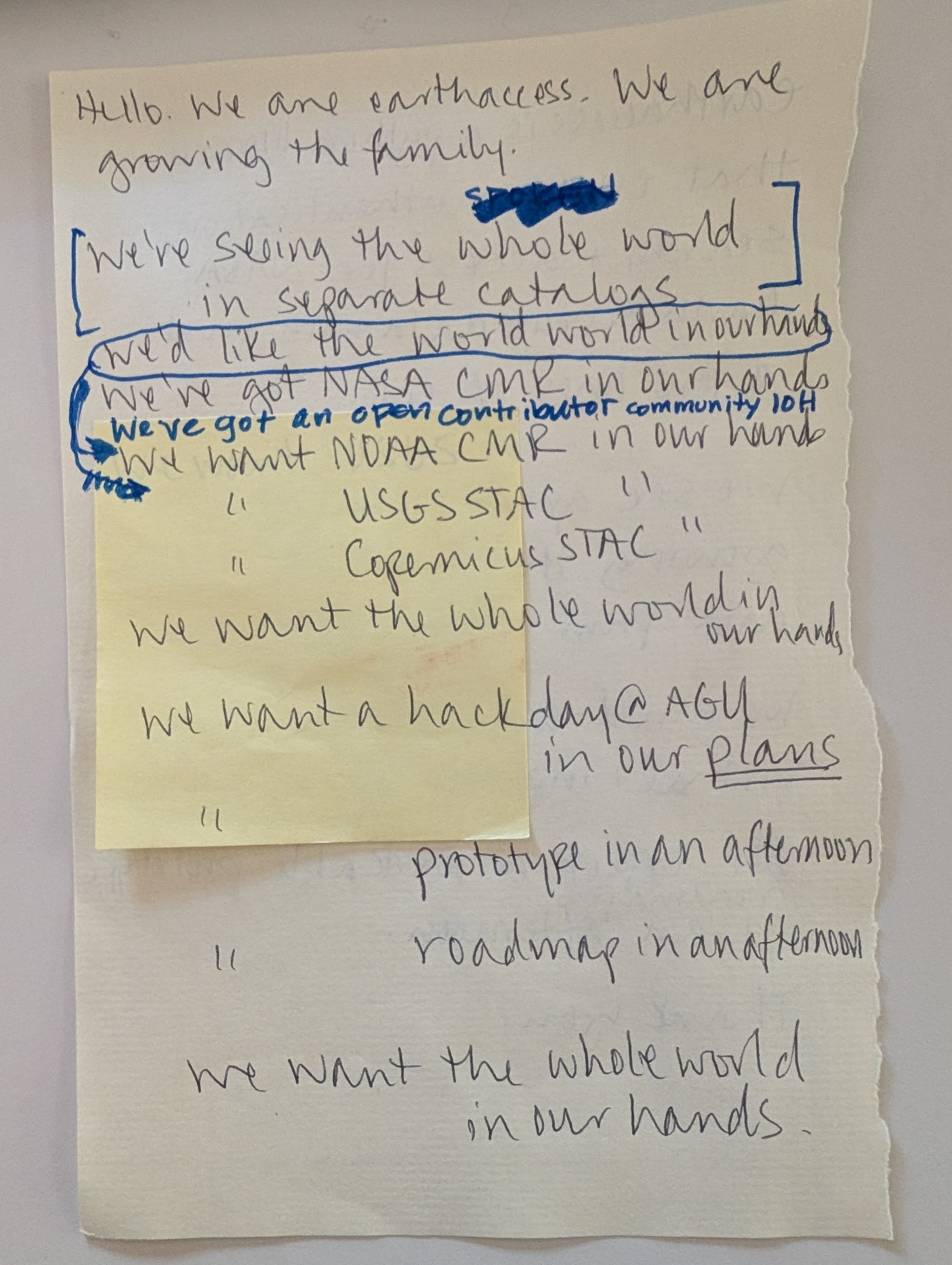 Developing song lyrics on butcher paper with literal cutting and pasting.